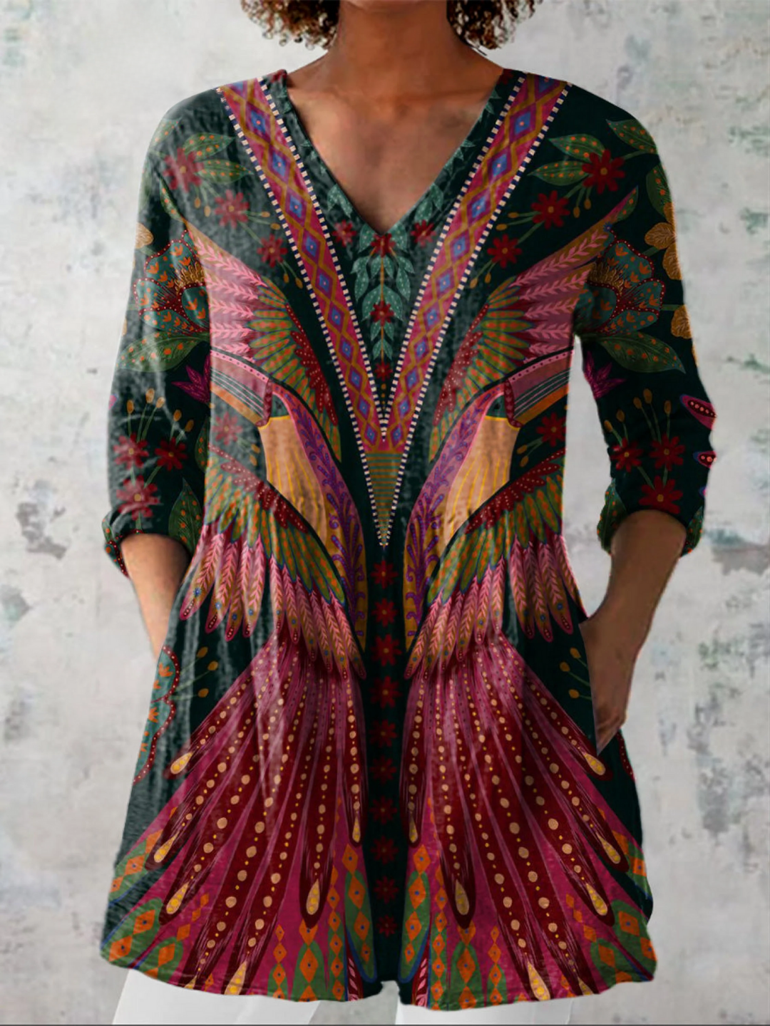 Savenora | Lange Bluse mit ausdrucksstarkem Muster