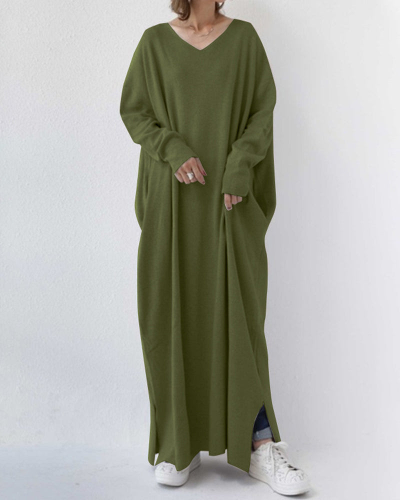 Serenya™ - Stilvolles Kleid mit langen Ärmeln und V-Ausschnitt