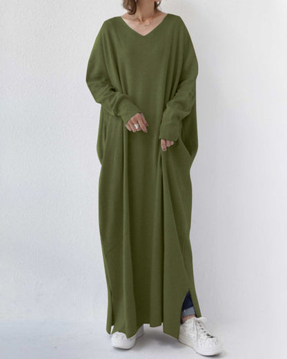 Serenya™ - Stilvolles Kleid mit langen Ärmeln und V-Ausschnitt