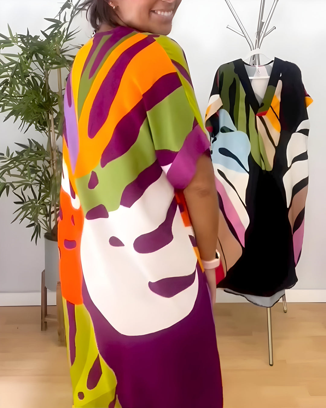 Leafara™ - Lässiges Kleid mit buntem Blattdesign
