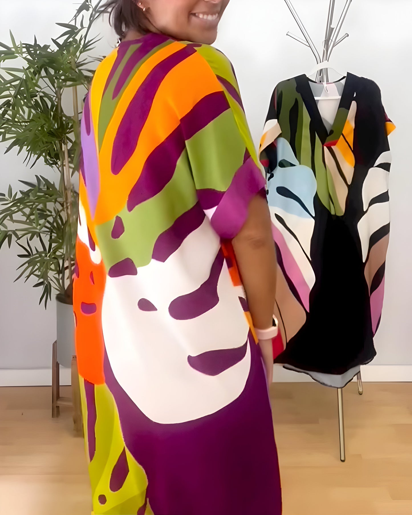 Leafara™ - Lässiges Kleid mit buntem Blattdesign