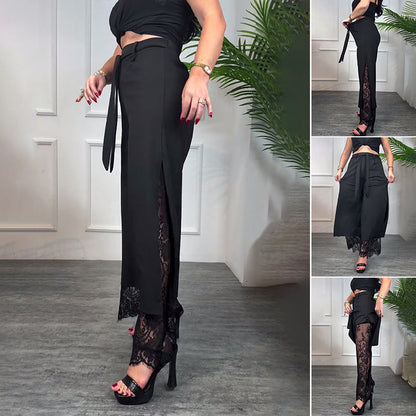 Sommerfeld | Elegante Weitbein-Hose mit Transparentem Spitzenakzent
