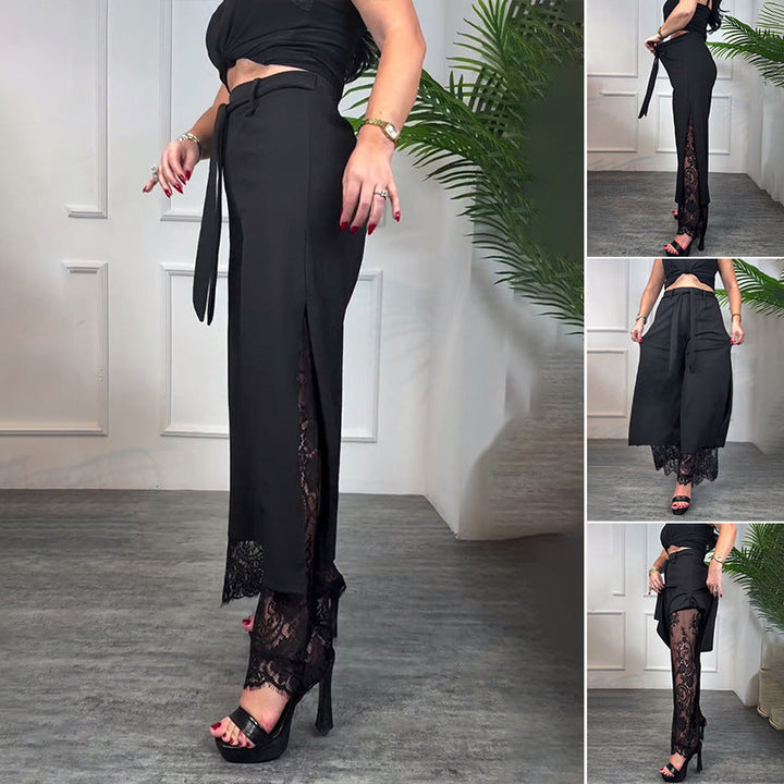 Sommerfeld | Elegante Weitbein-Hose mit Transparentem Spitzenakzent