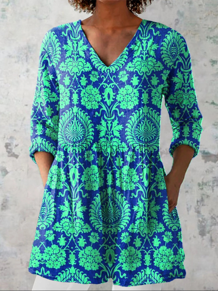 Savenora | Lange Bluse mit ausdrucksstarkem Muster