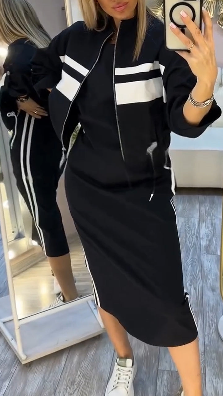 Feyra™ - Elegantes und Lässiges Damen-Set mit Rundhalsausschnitt-Kleid und passender Jacke