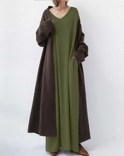 Serenya™ - Stilvolles Kleid mit langen Ärmeln und V-Ausschnitt