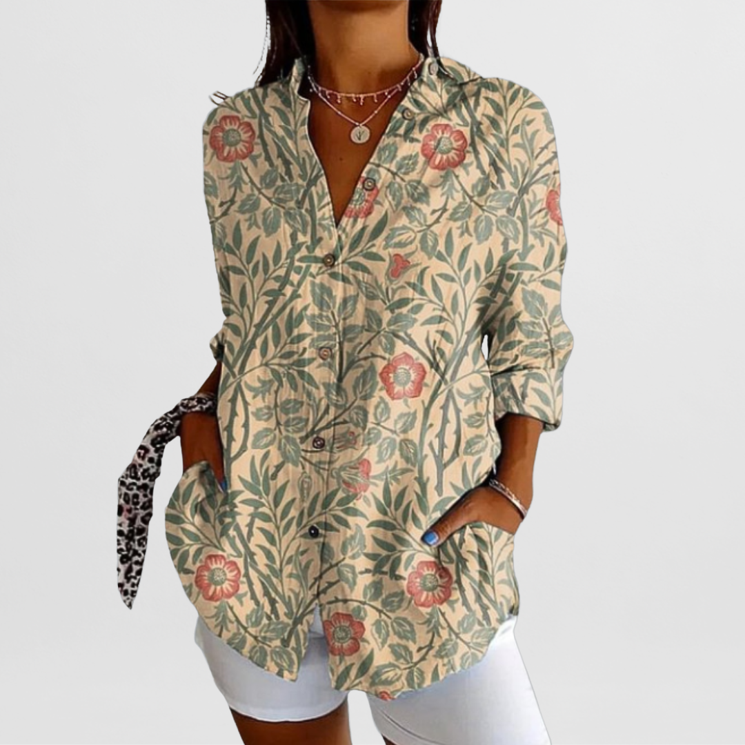 Hilda | Elegante Vintage-Bluse im floralen Design