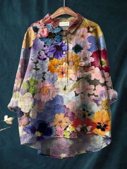Alodia | Vintage Französische Bluse im Floralen Design