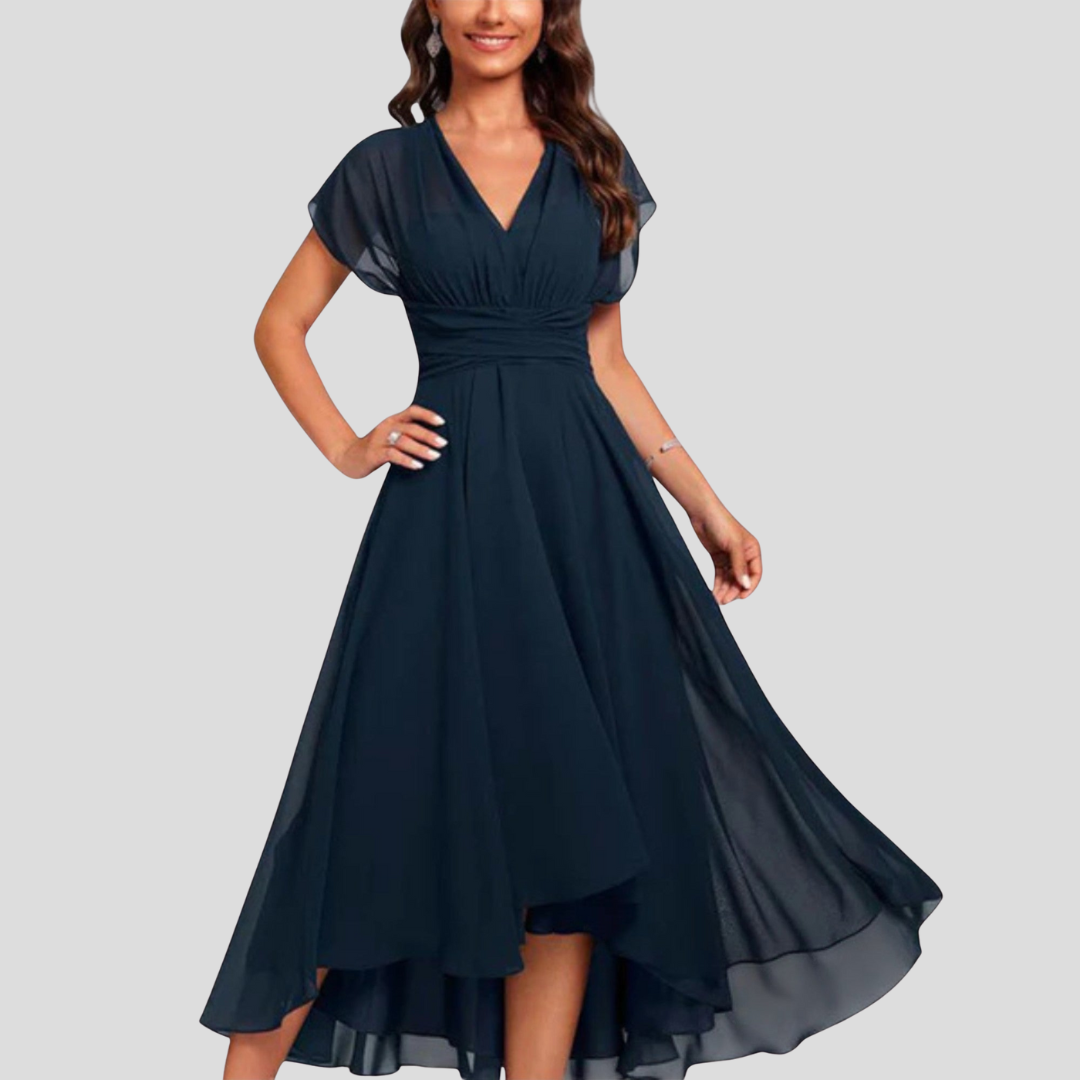 Enid™ – Elegantes Abendkleid mit V-Ausschnitt und fließendem Design
