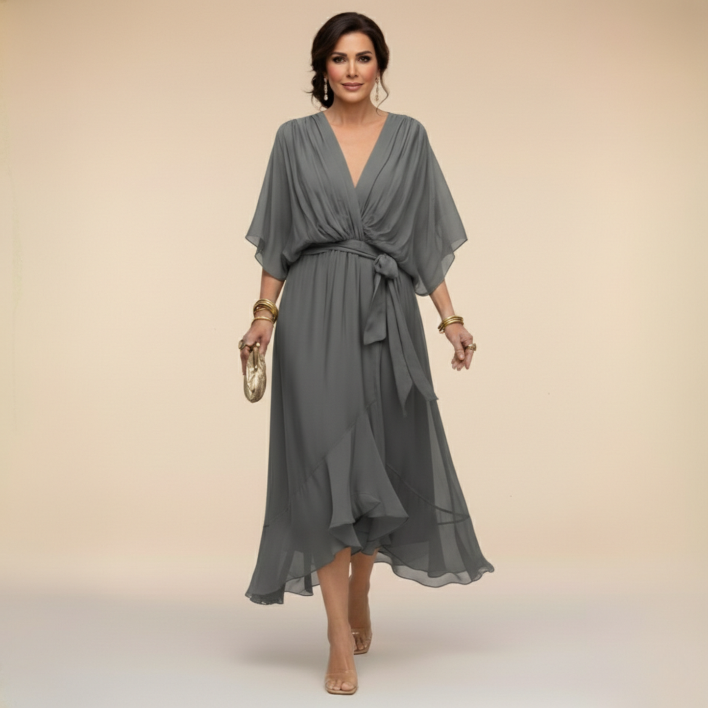 Monica - V-Neck Chiffon Dress