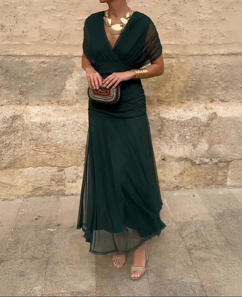 Lady™ - Elegantes V-Ausschnitt Maxikleid für festliche Anlässe