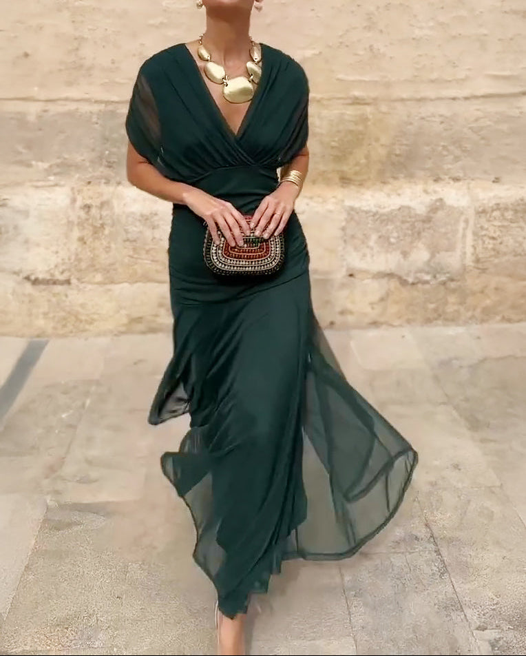Lady™ - Elegantes V-Ausschnitt Maxikleid für festliche Anlässe