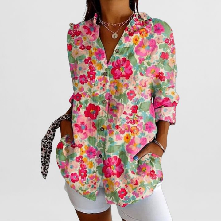 Hilda | Elegante Vintage-Bluse im floralen Design