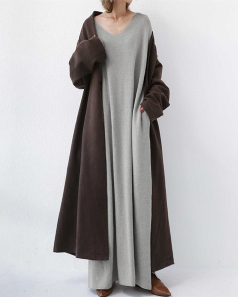 Serenya™ - Stilvolles Kleid mit langen Ärmeln und V-Ausschnitt