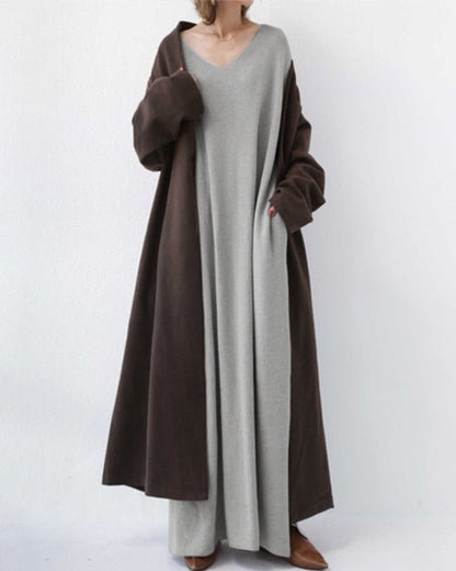 Serenya™ - Stilvolles Kleid mit langen Ärmeln und V-Ausschnitt