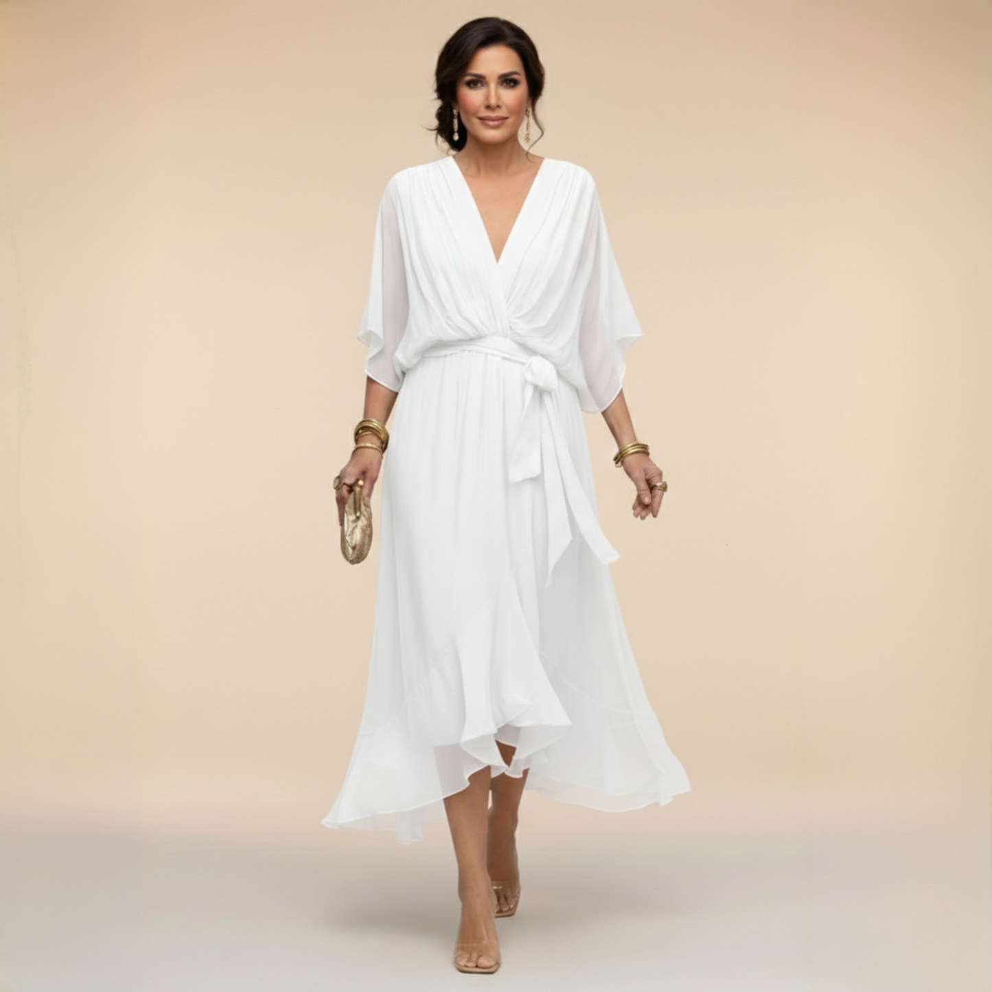 Monica - V-Neck Chiffon Dress