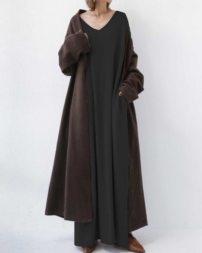Serenya™ - Stilvolles Kleid mit langen Ärmeln und V-Ausschnitt