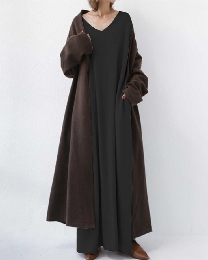Serenya™ - Stilvolles Kleid mit langen Ärmeln und V-Ausschnitt