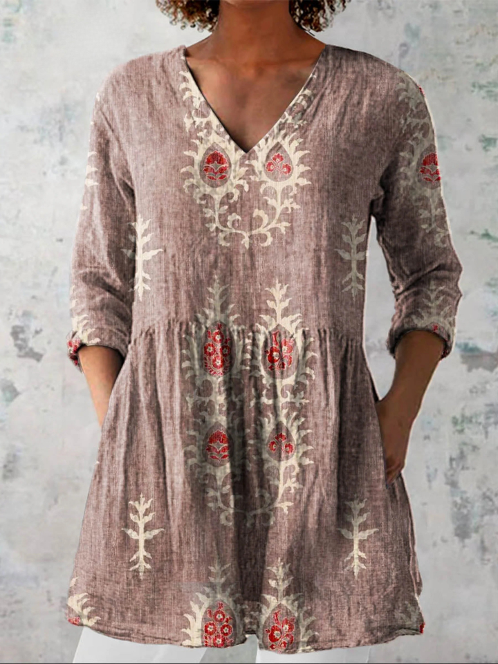 Savenora | Lange Bluse mit ausdrucksstarkem Muster