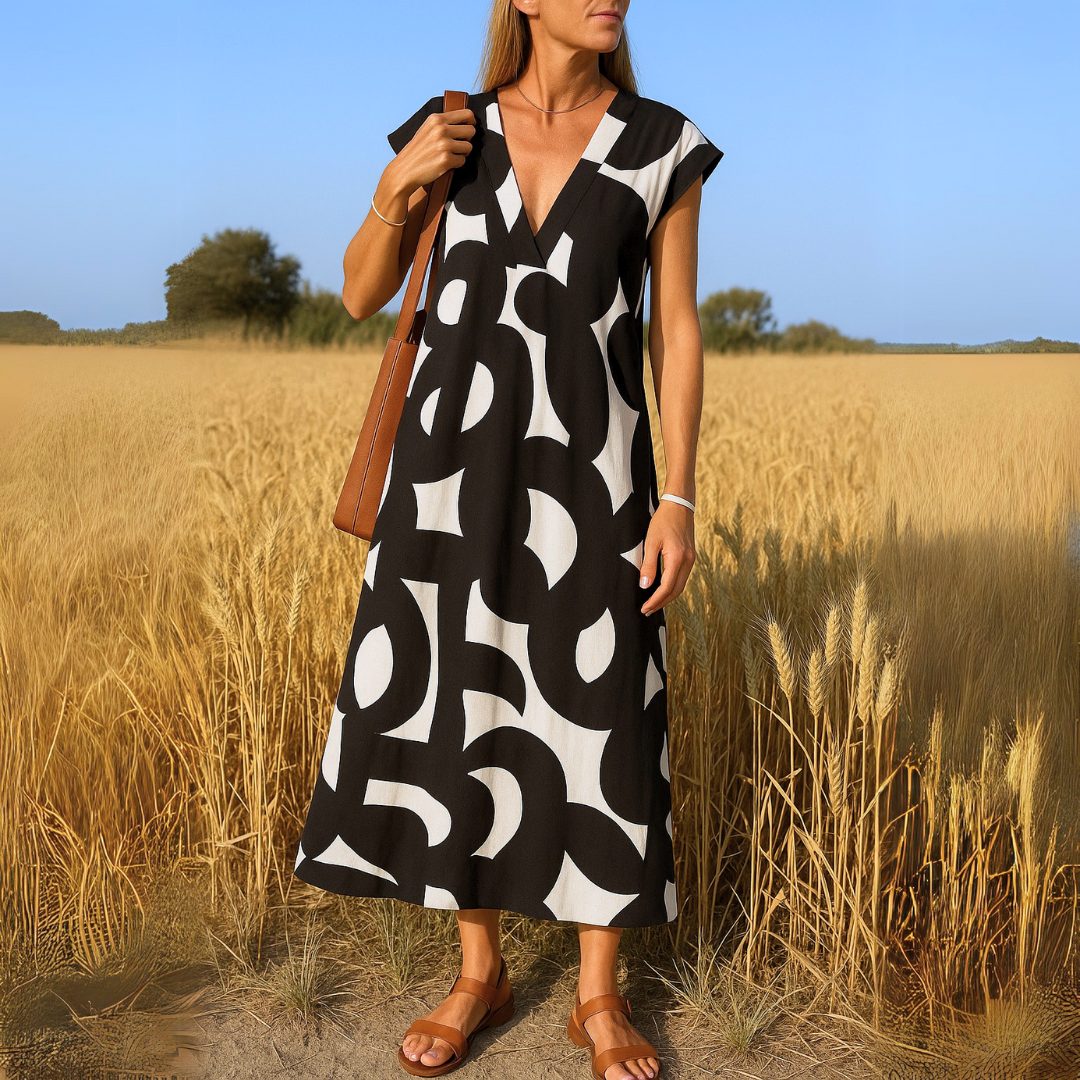 Azura™ – Bequemes, Fließendes Kleid im Ibiza-Stil mit V-Ausschnitt