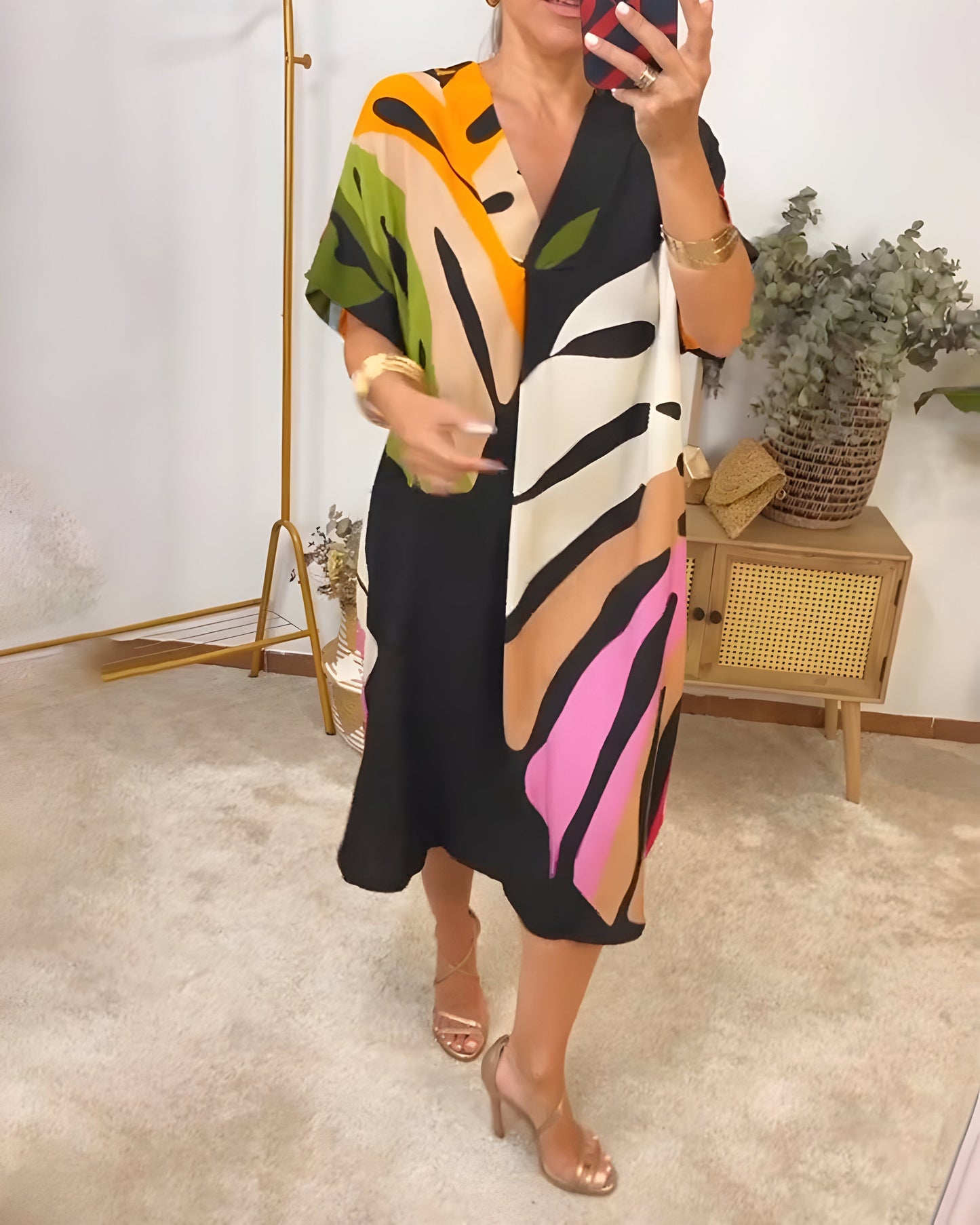 Leafara™ - Lässiges Kleid mit buntem Blattdesign