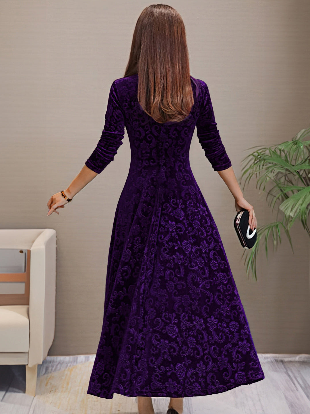 Anny™ - Elegantes Samtkleid mit V-Ausschnitt für festliche Anlässe