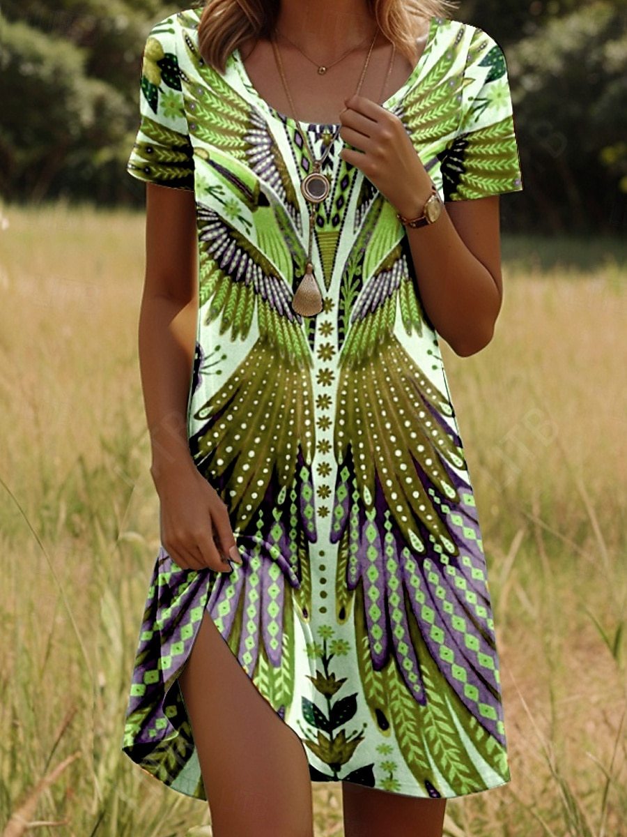 Isla™ – Kleid mit Rundhalsausschnitt und indisch inspiriertem Muster