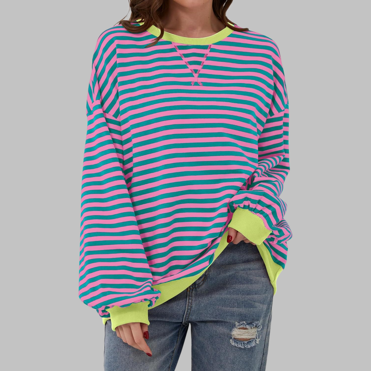 Sommerfeld | Gestreiftes Langarm-Sweatshirt mit Rundhalsausschnitt – Kaufen Sie eins, erhalten Sie eins gratis!