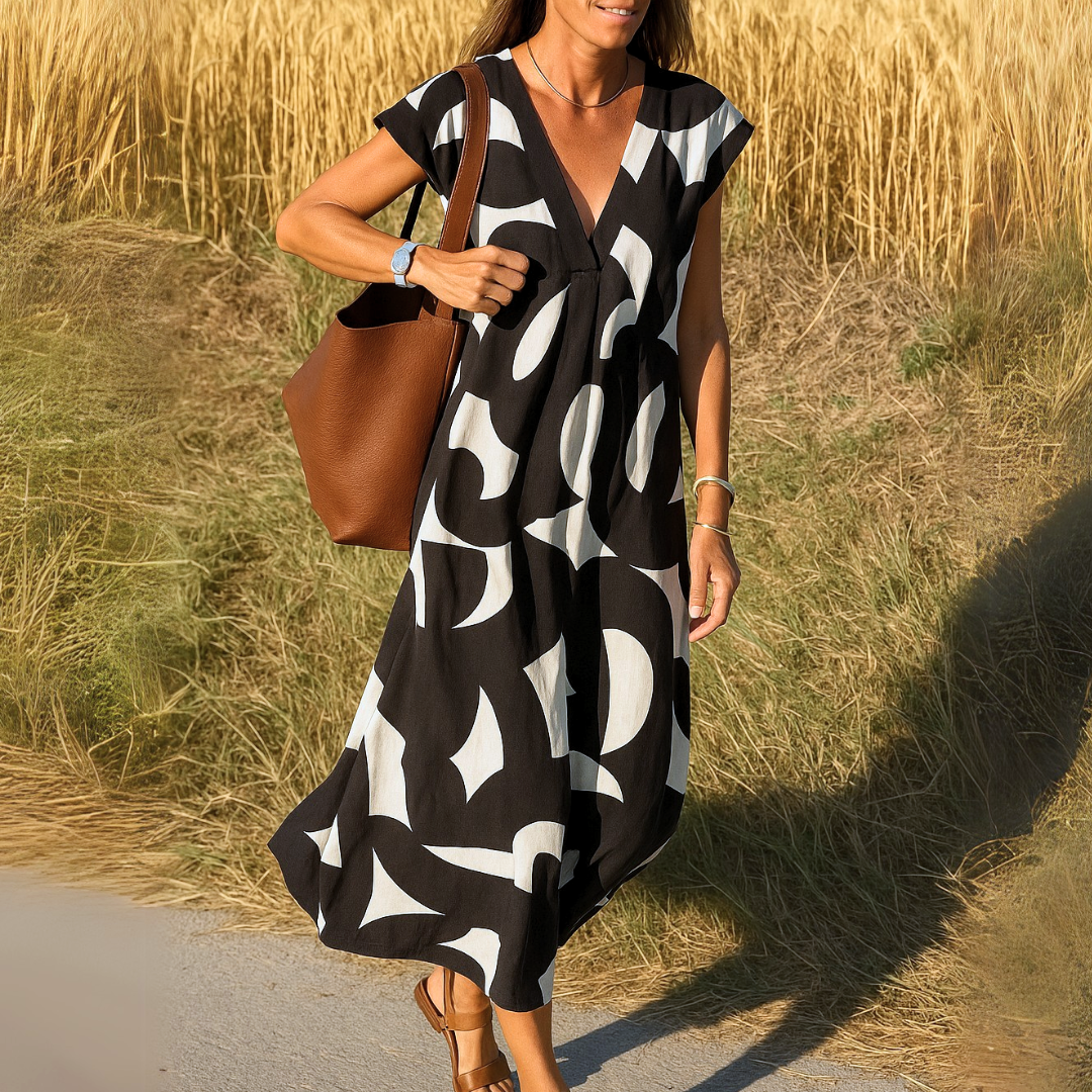 Azura™ – Bequemes, Fließendes Kleid im Ibiza-Stil mit V-Ausschnitt