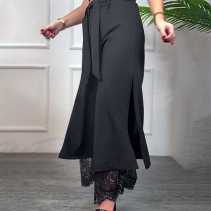 Sommerfeld | Elegante Weitbein-Hose mit Transparentem Spitzenakzent