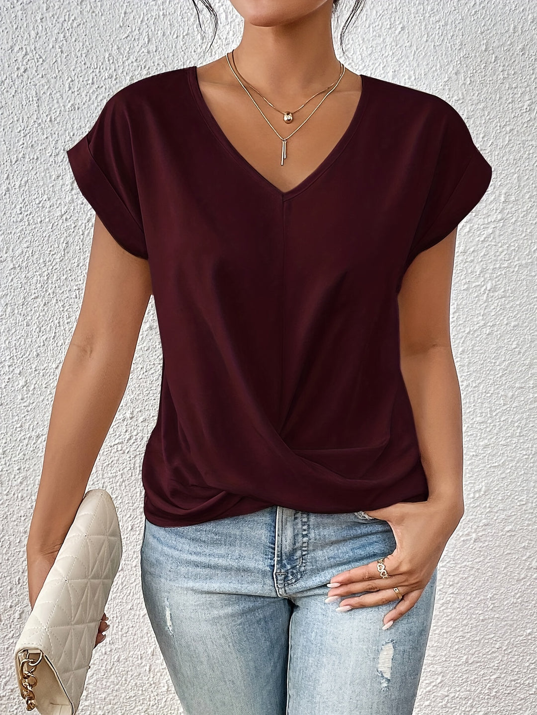 Tionna | Bequemes V-Ausschnitt T-Shirt