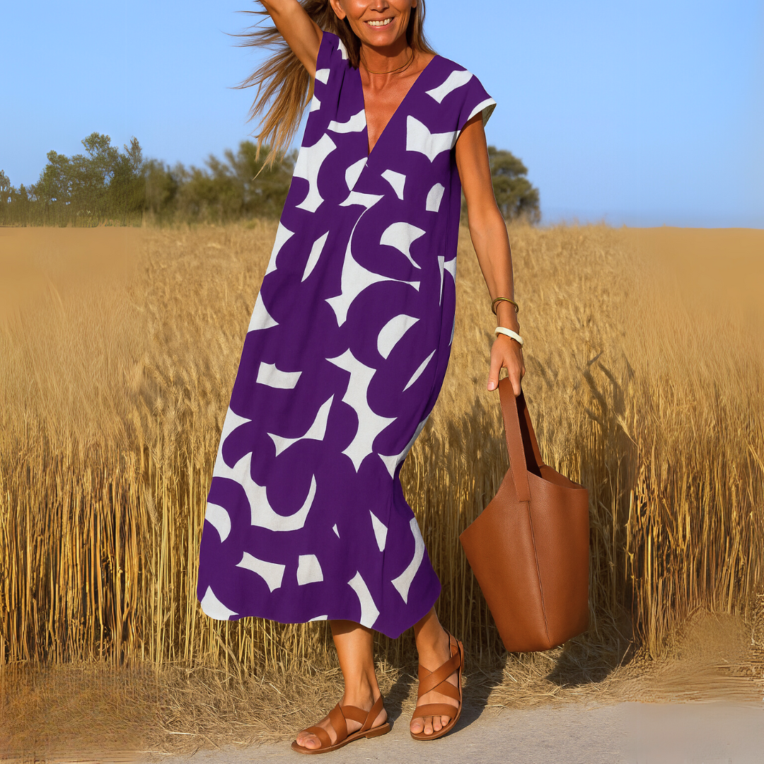 Azura™ – Bequemes, Fließendes Kleid im Ibiza-Stil mit V-Ausschnitt