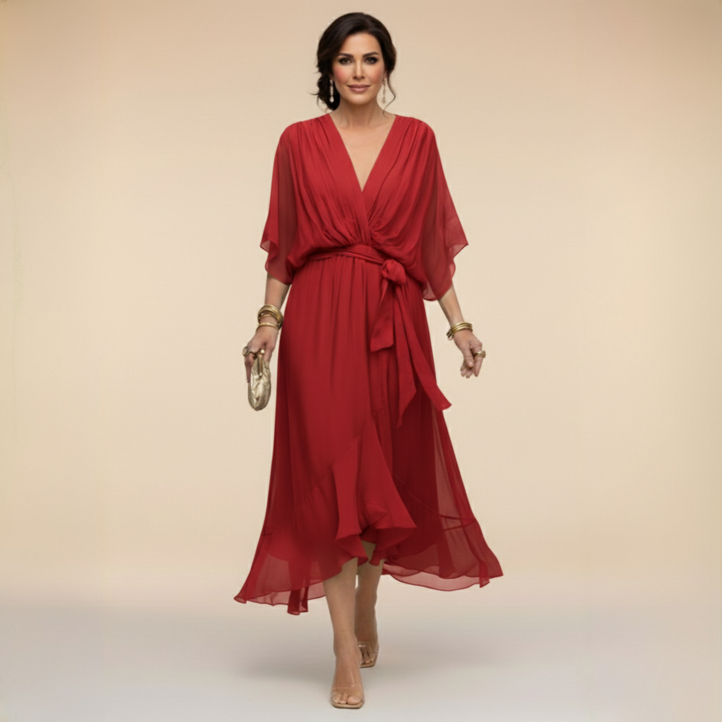 Sommerfeld | Elegantes Midikleid mit V-Ausschnitt