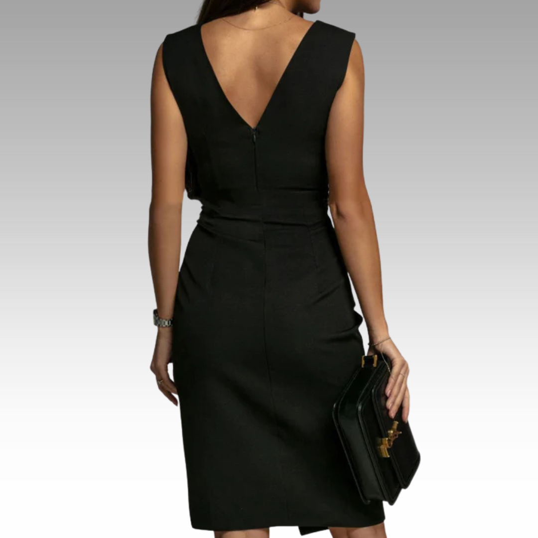 Regalia™ – Elegantes V-Ausschnitt Kleid mit figurbetontem Schnitt und Schlitz