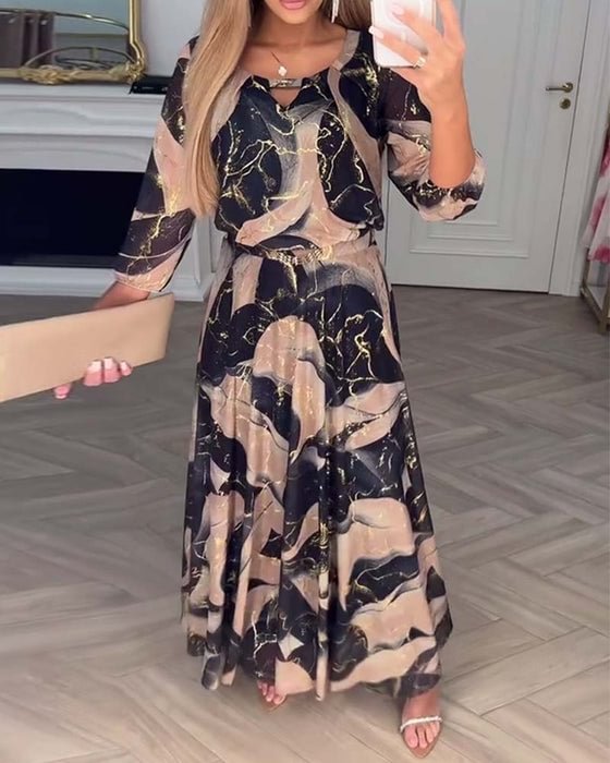 Verelle™ – Stilvolles Kleid mit Print und 3/4-Ärmeln