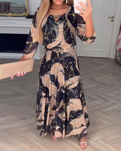 Verelle™ – Stilvolles Kleid mit Print und 3/4-Ärmeln