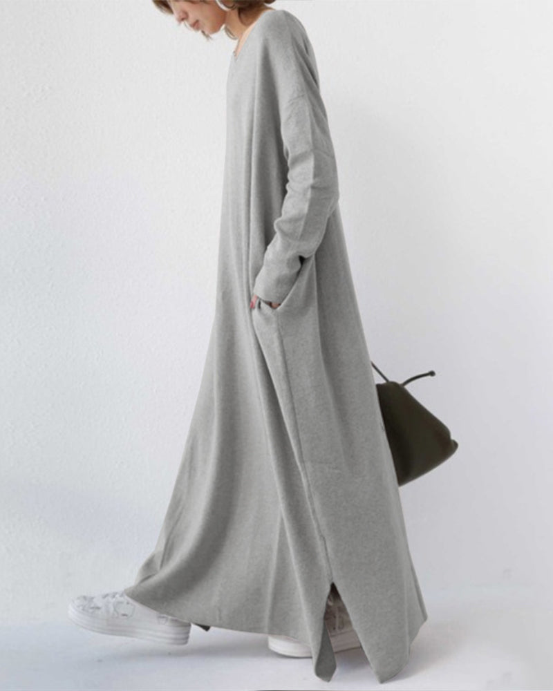 Serenya™ - Stilvolles Kleid mit langen Ärmeln und V-Ausschnitt