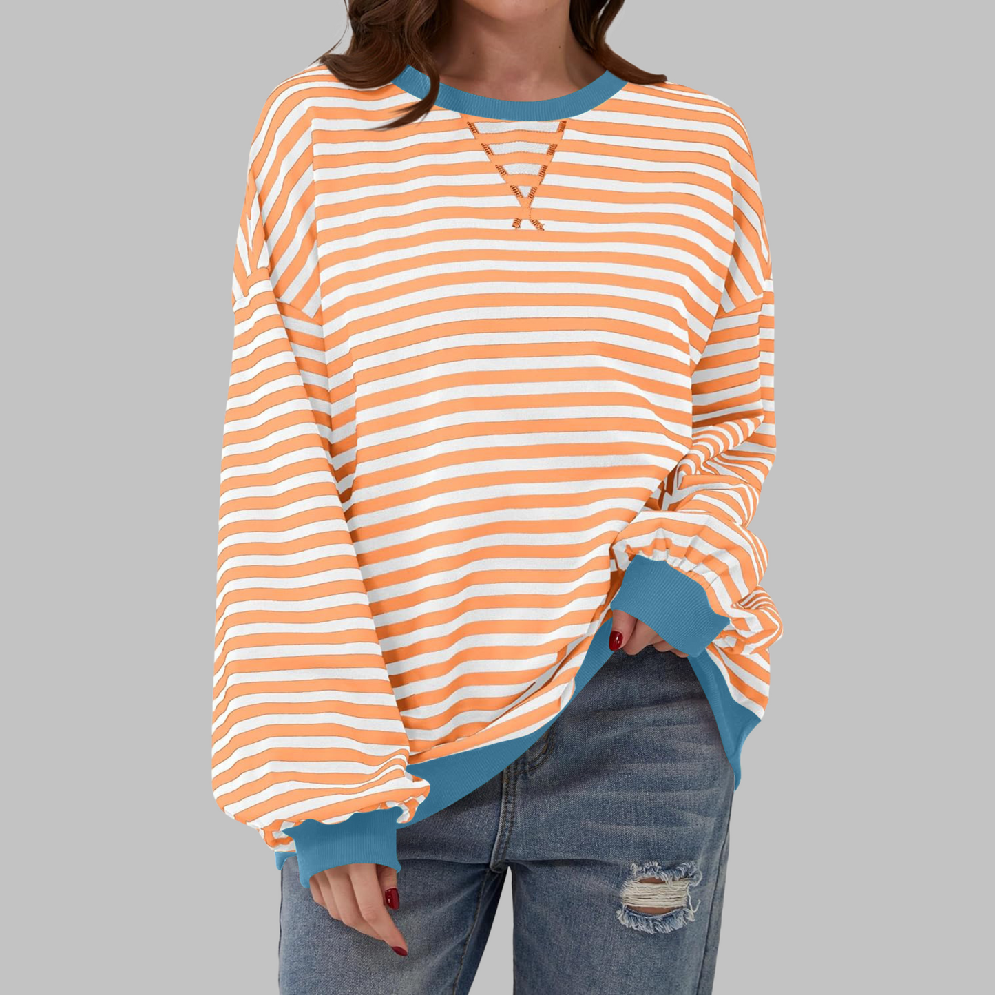 Sommerfeld | Gestreiftes Langarm-Sweatshirt mit Rundhalsausschnitt – Kaufen Sie eins, erhalten Sie eins gratis!