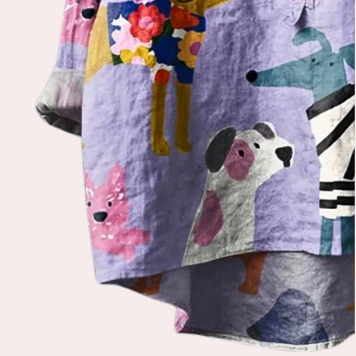 Sommerfeld | Lange Damenbluse mit charmantem Hunde-Muster