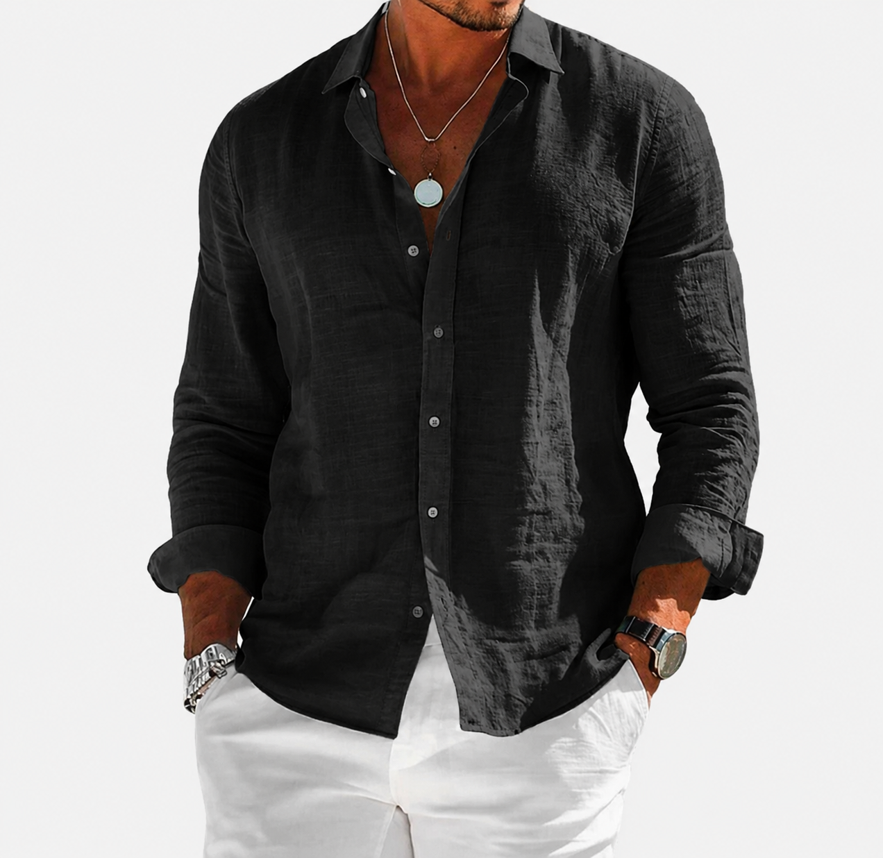 Langarm Poloshirt