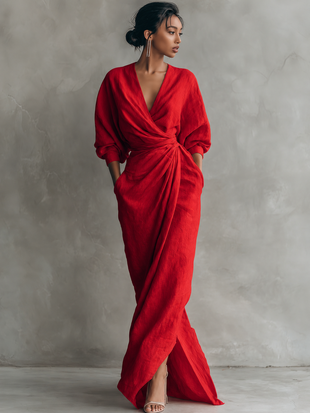 Savenora | Rosa Maxi Kleid V-Hals