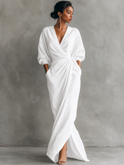 Savenora | Rosa Maxi Kleid V-Hals