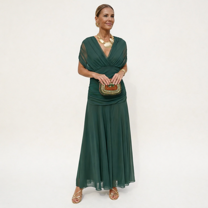 Velora™ | Langes V-Ausschnitt Floral Kleid