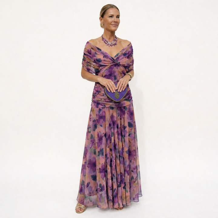 Velora™ | Langes V-Ausschnitt Floral Kleid