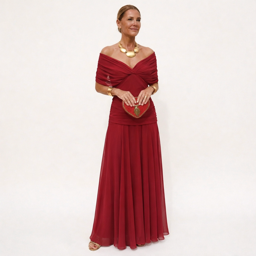 Velora™ | Langes V-Ausschnitt Floral Kleid