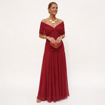 Velora™ | Langes V-Ausschnitt Floral Kleid