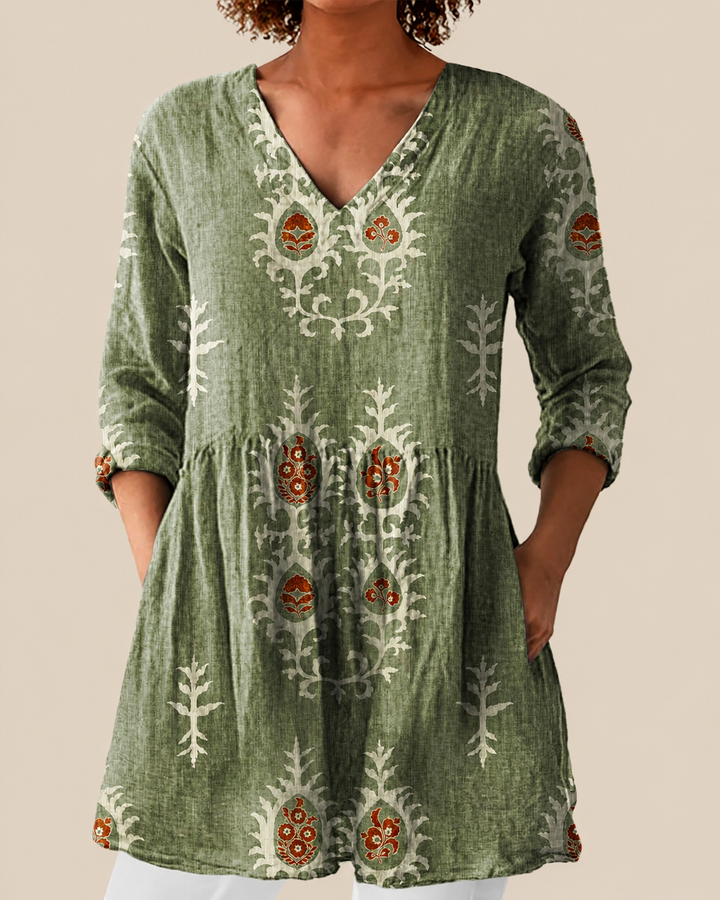 Savenora | Lange Bluse mit ausdrucksstarkem Muster