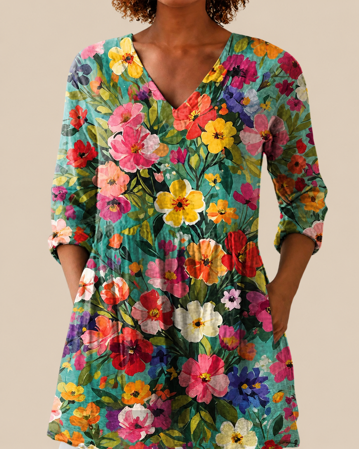 Savenora | Lange Bluse mit ausdrucksstarkem Muster