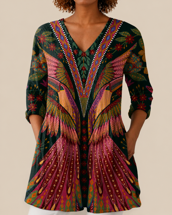 Savenora | Lange Bluse mit ausdrucksstarkem Muster