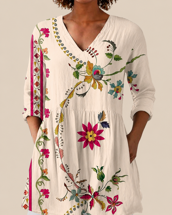 Savenora | Lange Bluse mit ausdrucksstarkem Muster